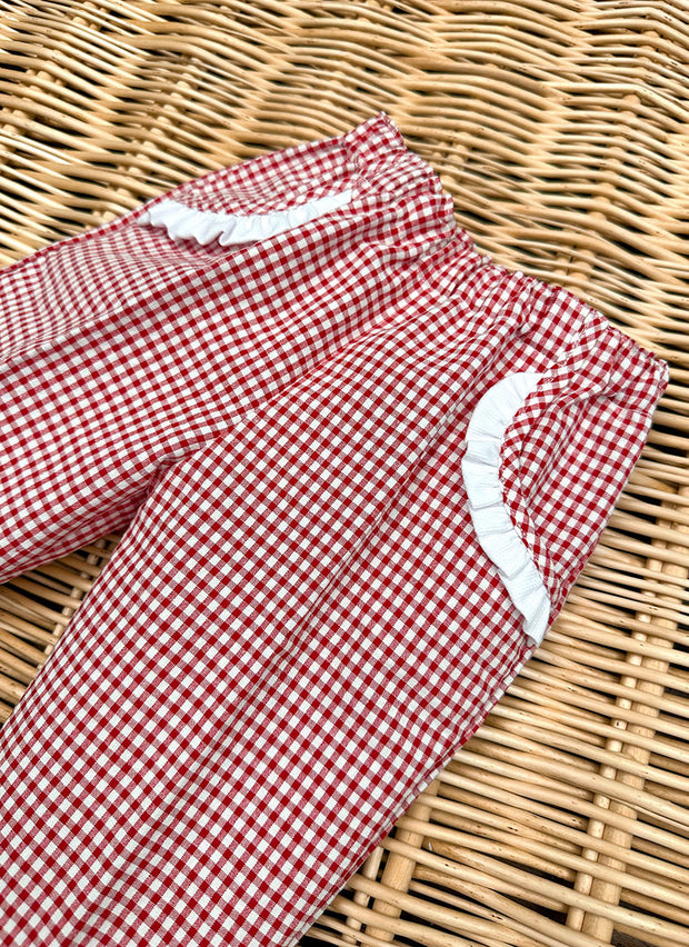 Girly little red check pants