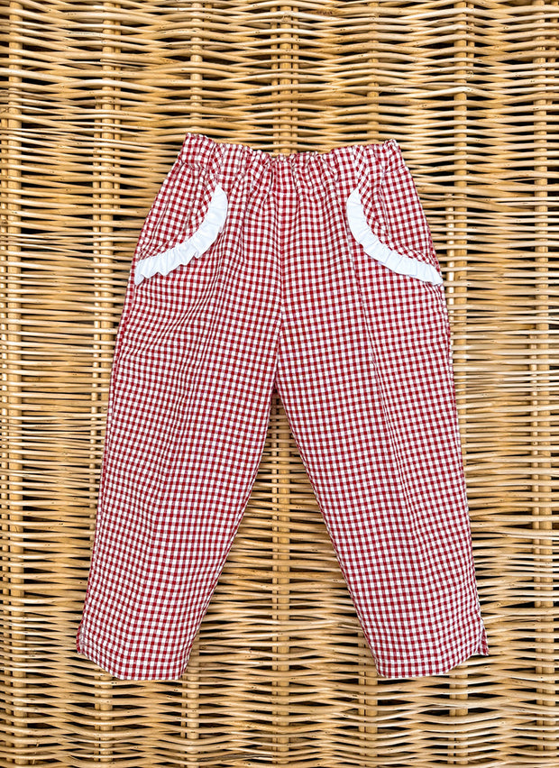 Girly little red check pants