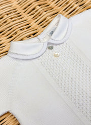 Pure cotton knitted two pieces with embroidered collar baroni firenze