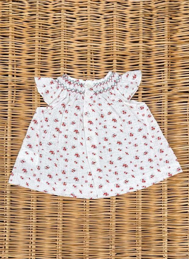 Baby Girl Red Flowers Smock Set