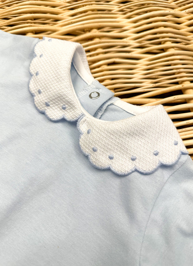 Jersey Sleepsuit  with collar embroidered with Pois baroni firenze