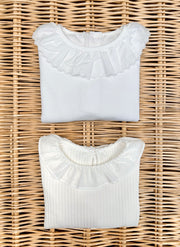 Warm ribbed cotton rouche top
