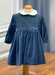 Handmade Smock Velvet Dress - Long Sleeves