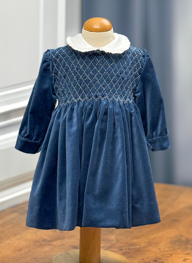 Handmade Smock Velvet Dress - Long Sleeves