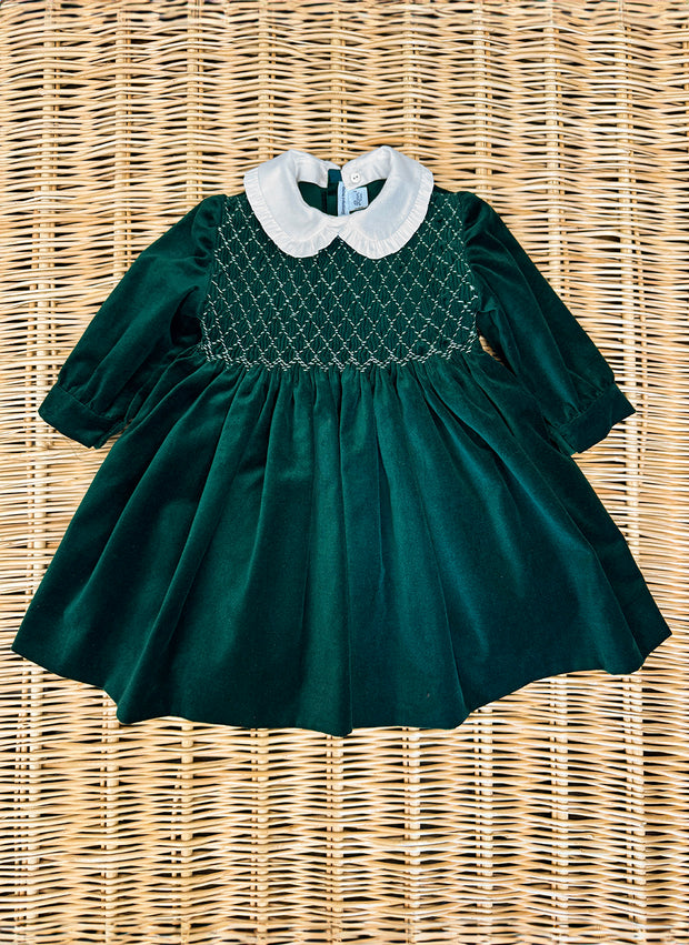 Handmade Smock Velvet Dress - Long Sleeves