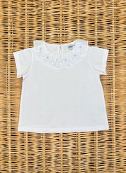 Embroidered ruffle collar Girly T-shirt
