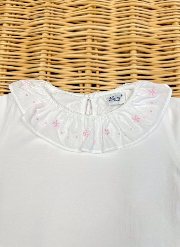 Embroidered ruffle collar Girly T-shirt