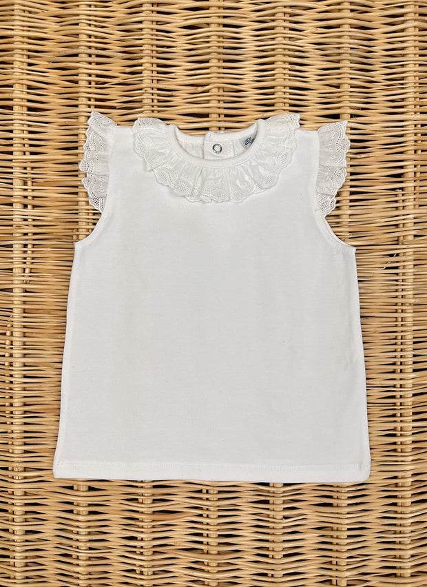 San Gallo ruffle collar Girly T-shirt baroni-firenze white