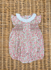 Short Sleeve Smock Flowers Romper