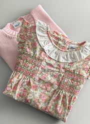 Short Sleeve Smock Flowers Romper