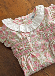 Short Sleeve Smock Flowers Romper