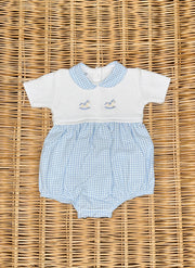 Knitted Cotton Checked Romper