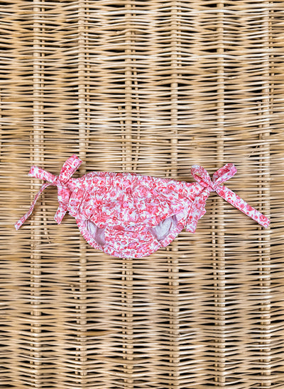 Pink flowers Rouche cotton Swimsuit