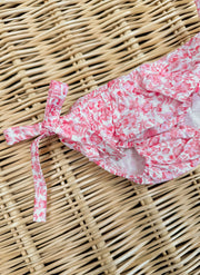 Pink flowers Rouche cotton Swimsuit