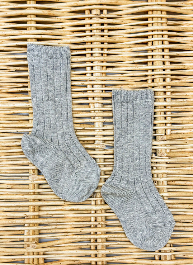 Warm Cotton Socks Ribbed Grey