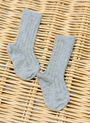 Warm Cotton Socks Ribbed Grey