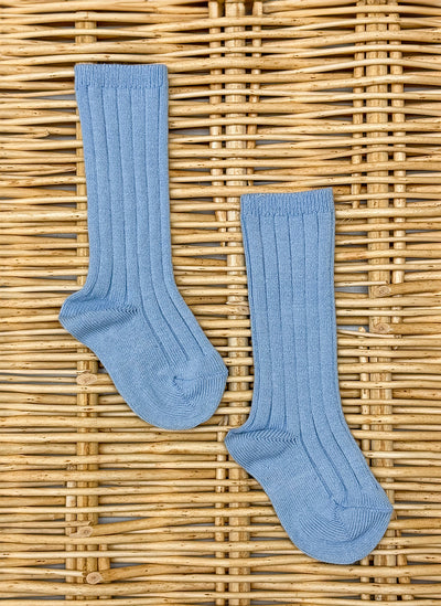 Warm Cotton Socks Ribbed Light Blue