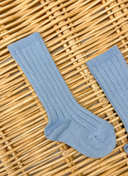 Warm Cotton Socks Ribbed Light Blue