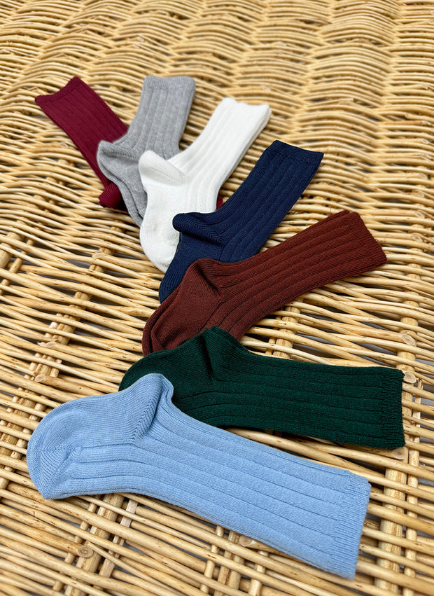 Warm Cotton Socks Ribbed Light Blue