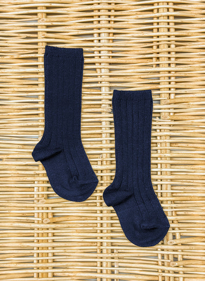 Warm Cotton Socks Ribbed Navy