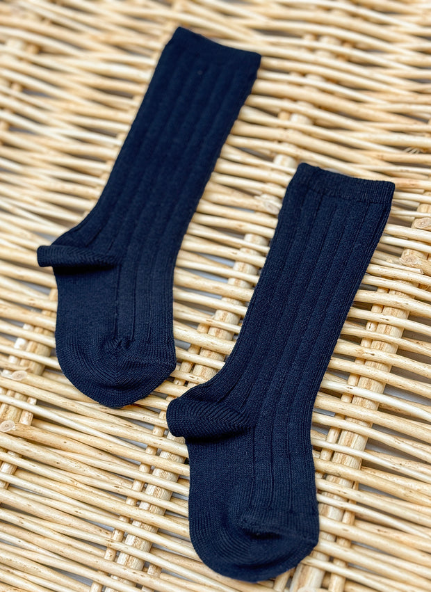 Warm Cotton Socks Ribbed Navy