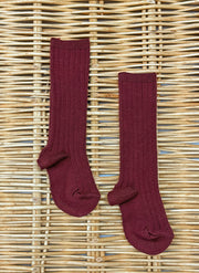 Warm Cotton Socks Ribbed Bordeaux