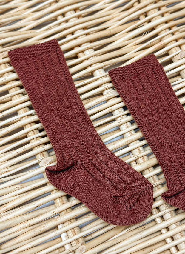 Warm Cotton Socks Ribbed Rust
