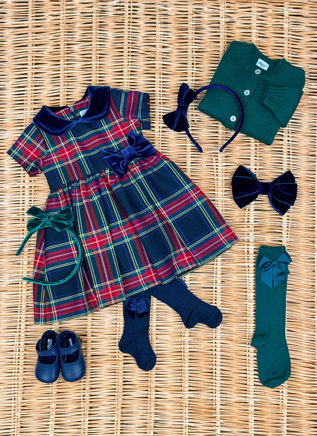 Tartan Dress With Velvet Collar