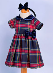 Tartan Dress With Velvet Collar