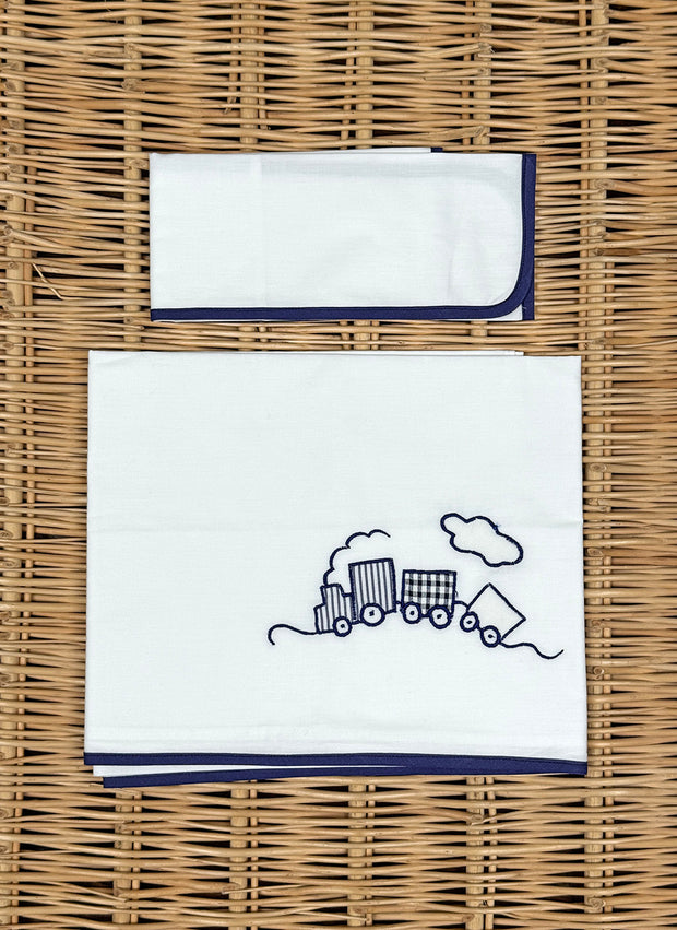 LENZUOLINO CON TRENINO BLU