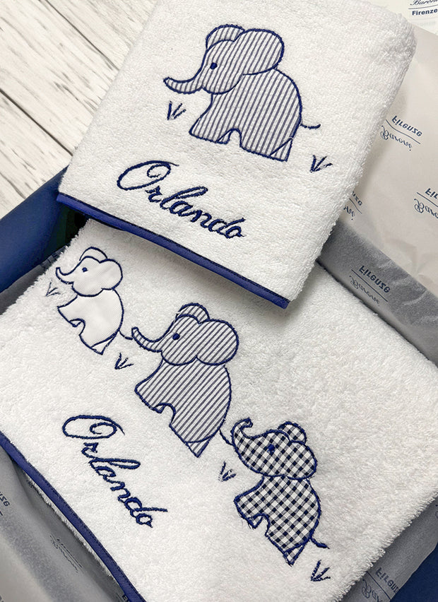 SET DI ASCIUGAMANI CON ELEFANTI