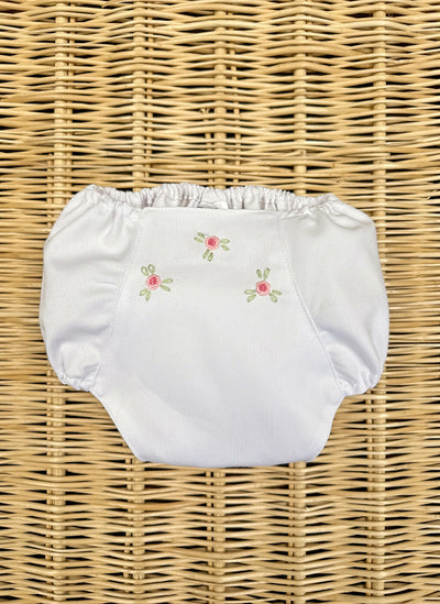 Piquet bloomer with little pink roses hand-embroidered baroni firenze