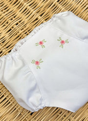 Piquet bloomer with little pink roses hand-embroidered baroni firenze
