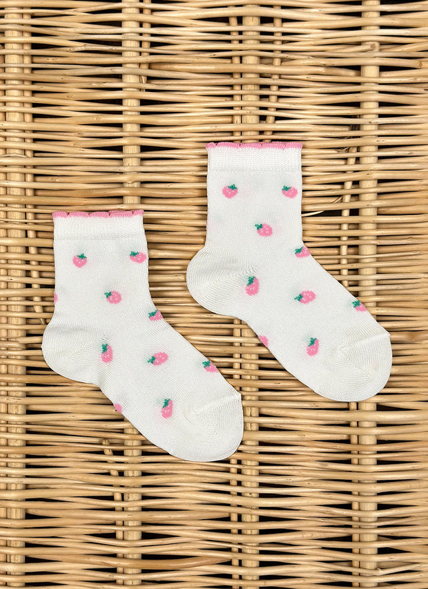 Strawberry embroidery short socks baroni firenze