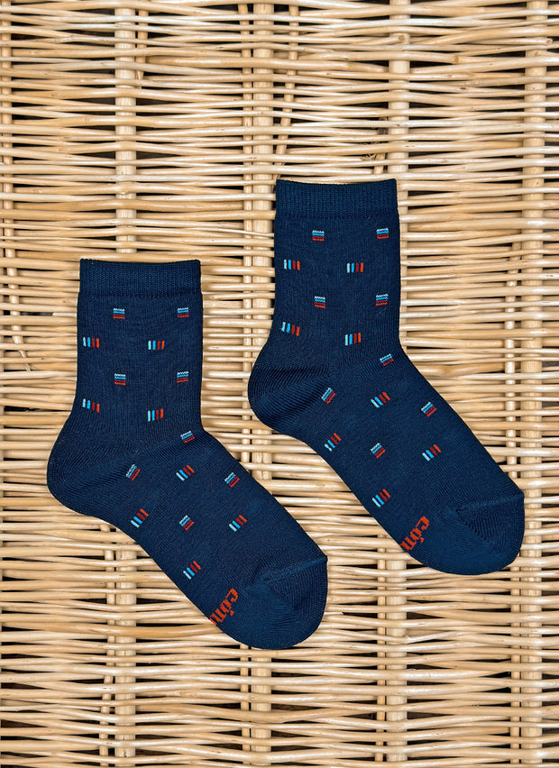 Geometric short socks NAVY BLUE baroni firenze