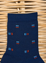 Geometric short socks NAVY BLUE baroni firenze detail