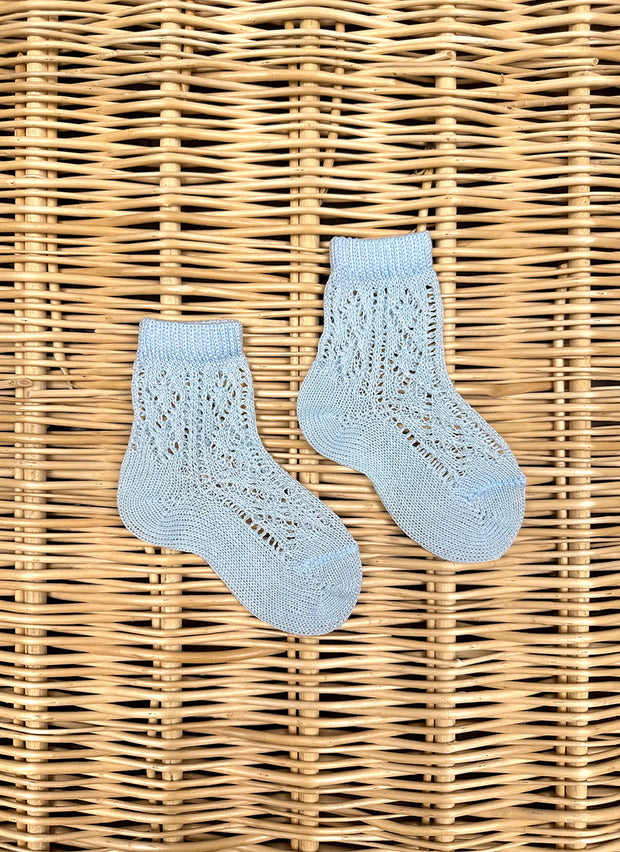 Short Socks Crochet - Light Blue
