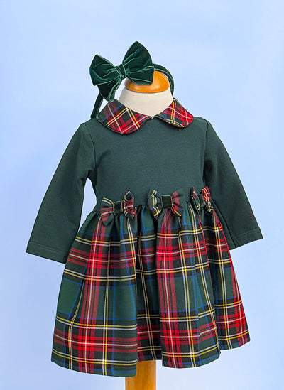 Jersey Dress With Tartan Skirt