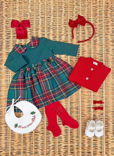 Jersey Dress With Tartan Skirt