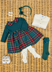 Jersey Dress With Tartan Skirt