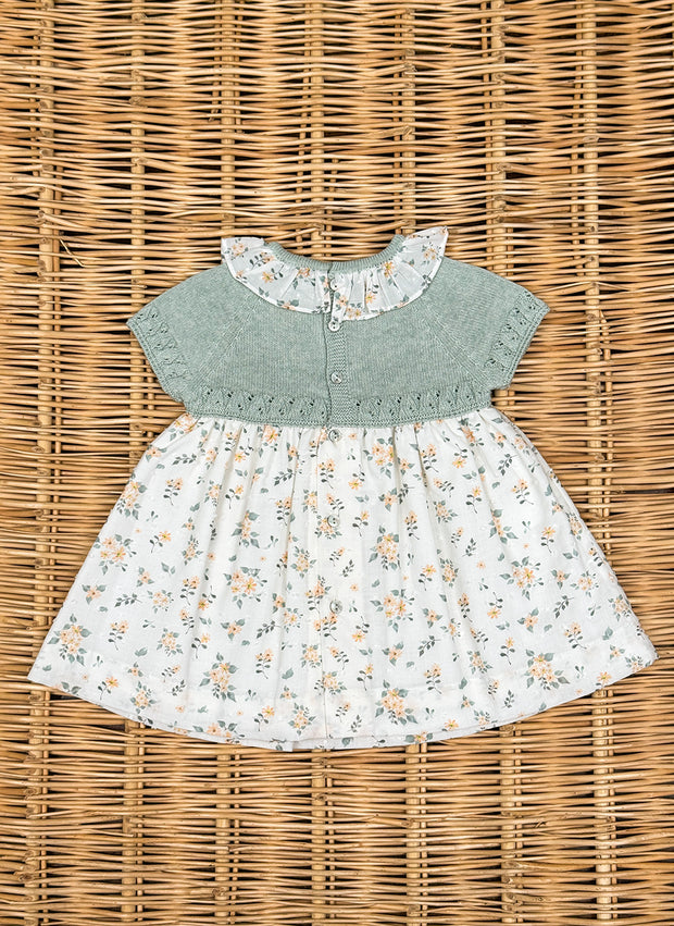 Knitted Cotton Plumetis Flower Dress