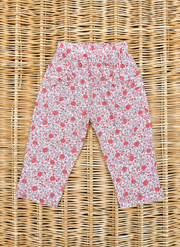 Girly red flowers pants