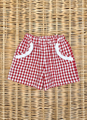Red check Girly Shorts baroni firenze rouches