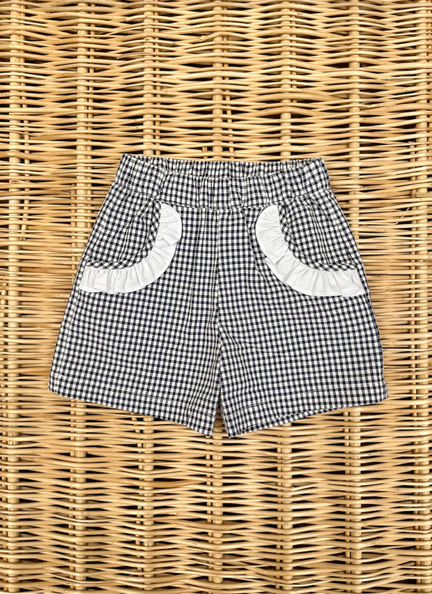 Blue little check Girly Shorts baroni firenze rouches