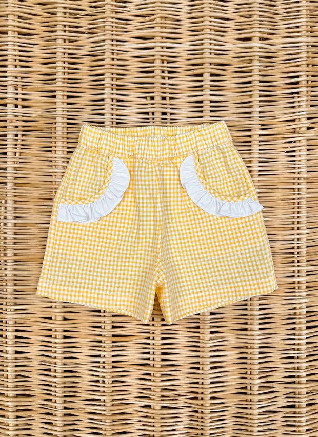 yellow little check Girly Shorts baroni firenze rouches