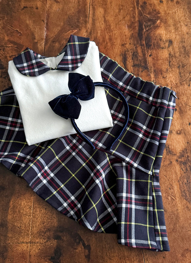 tartan skirt and tartan polo for girl
