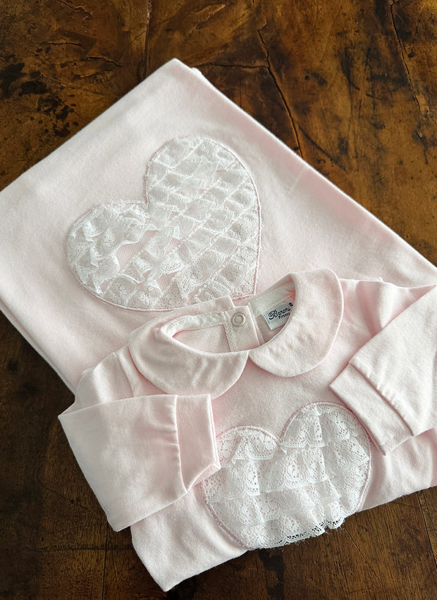 Tutina in Jersey Con Cuore in Pizzo