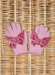 GLOVES WITH VELVET BOW