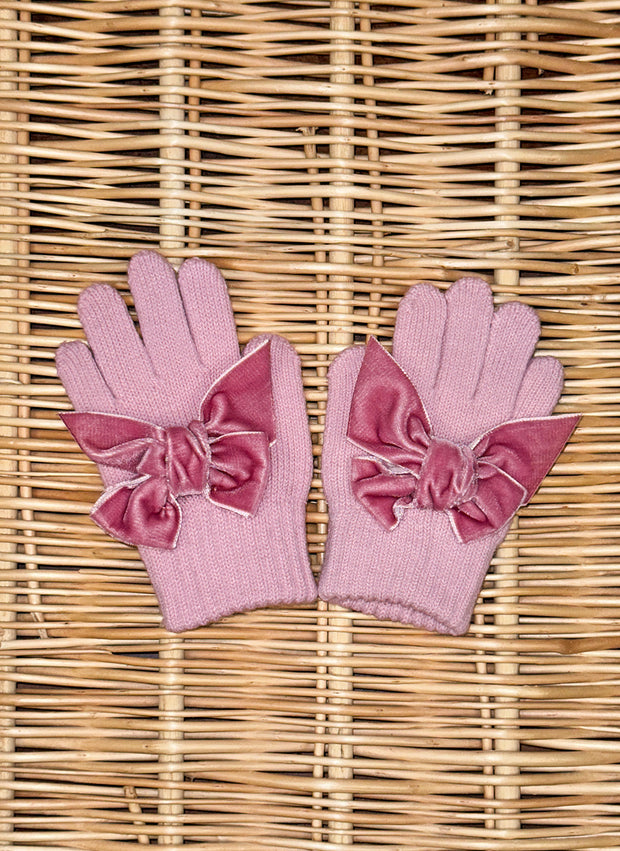GLOVES WITH VELVET BOW