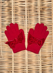 GLOVES WITH VELVET BOW